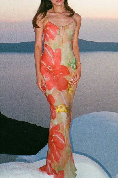 Tie Back Cutout Cami Mermaid Maxi Dress