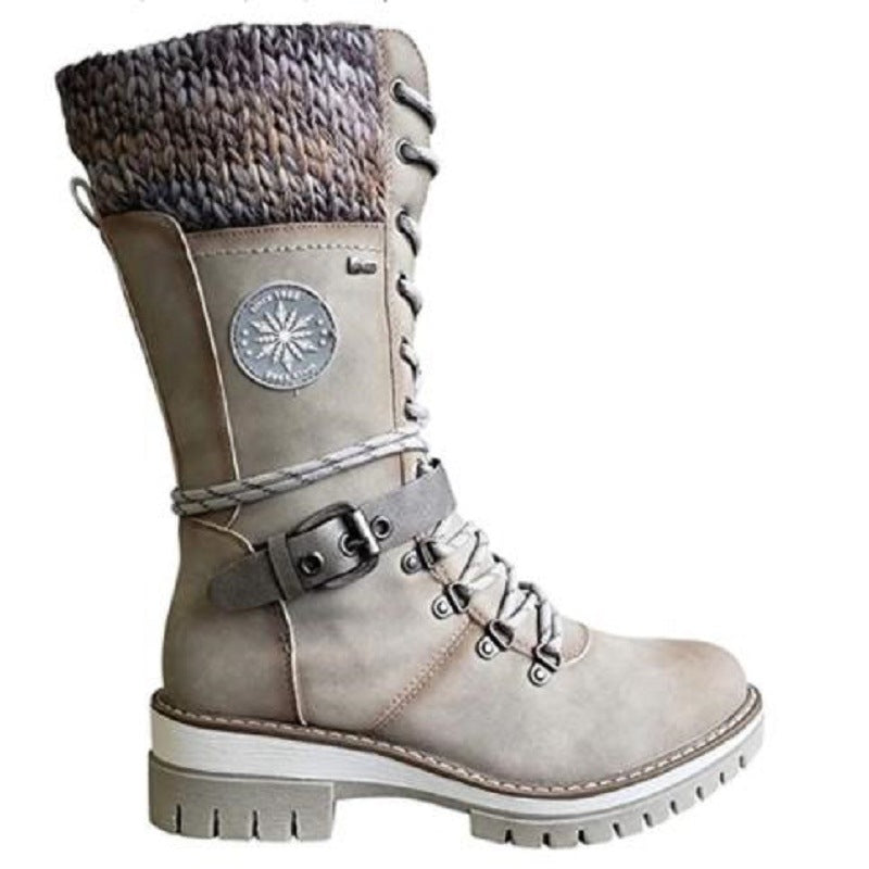 Mid Tube Square Heel Round Toe Martin Boots