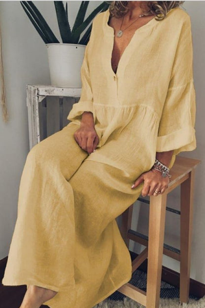 V Neck Color Maxi Dress
