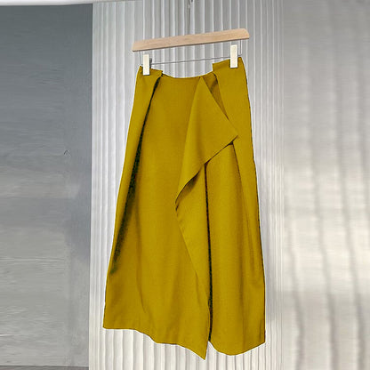 4.29modern Royal Blue Irregular Pleated Patchwork Skirt