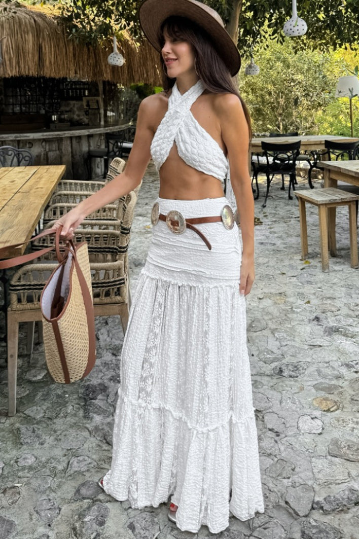 Ivory Lace A-line Skirt