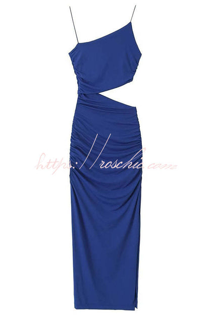 Partner Asymmetrical Cutouts Slit Stretch Maxi Dress
