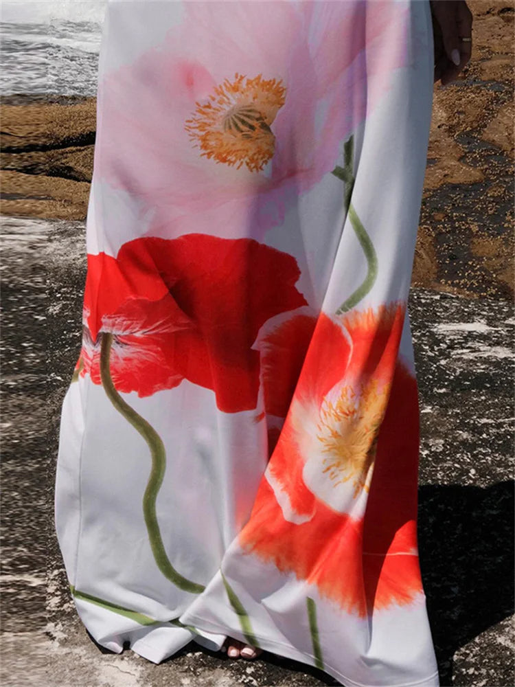 Summer Printed Halter Dress for – Beach Holiday Maxi Dress