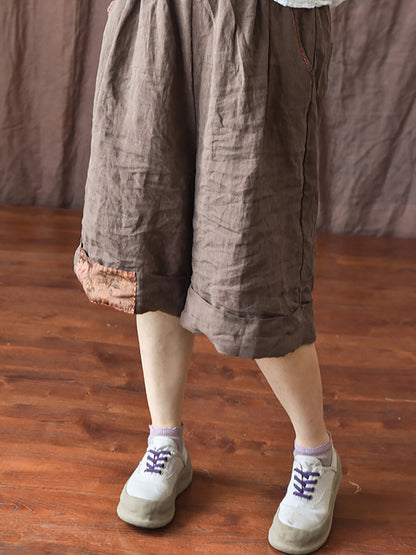 Patch Stitching Loose Short Pants Hh052