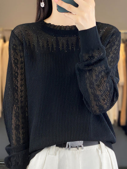 Autumn Lace Knit Sweater Qm030