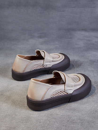 Summer Leather Cutout Flat Shoes Pp1030