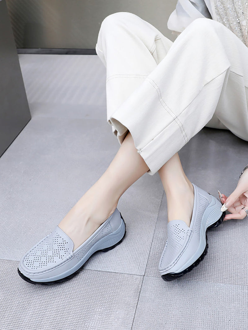 Summer Leather Cutout Platform Shoes Sc1039
