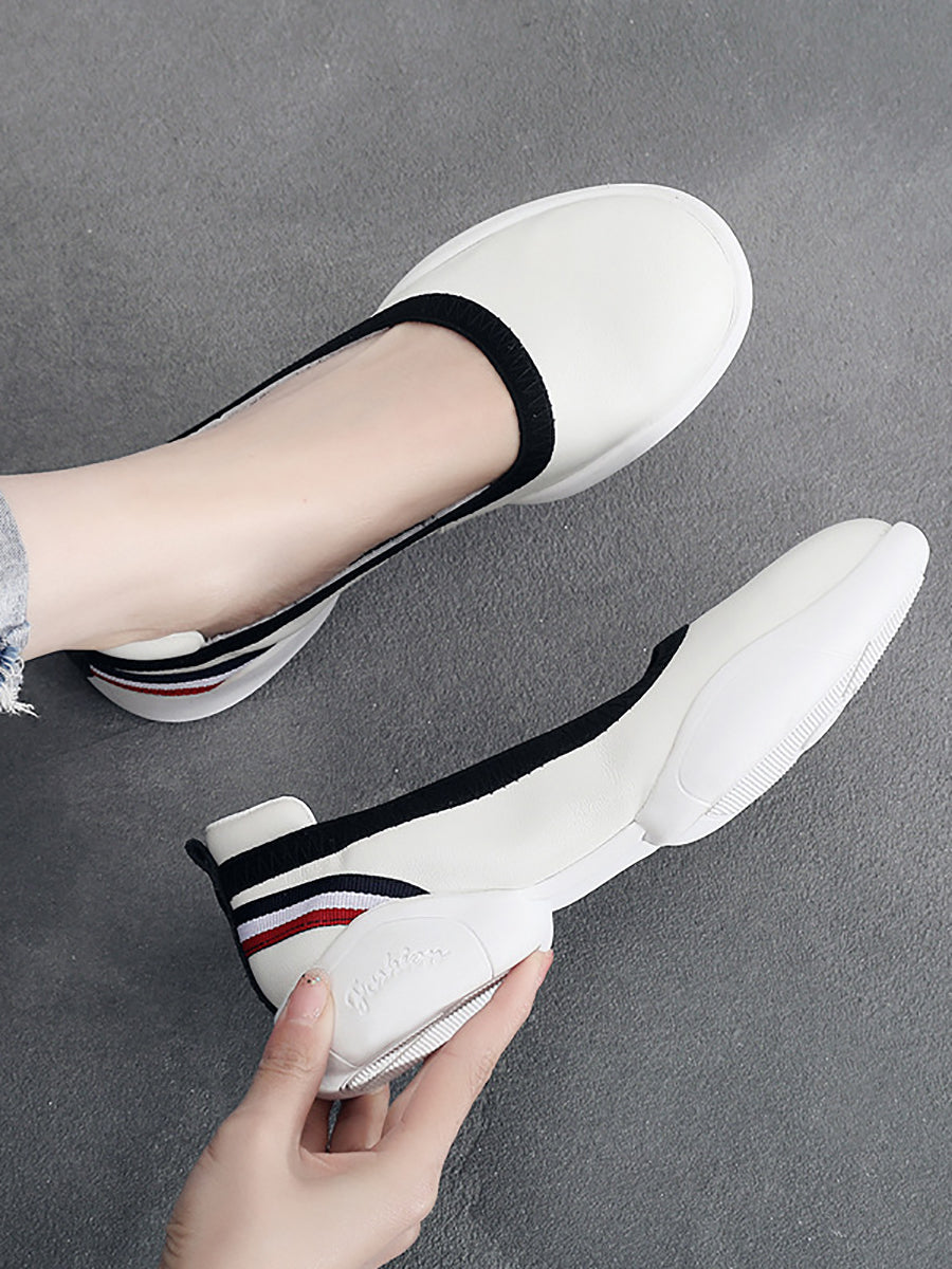 Summer Leather Soft Spliced Flat Shoes Ui1018