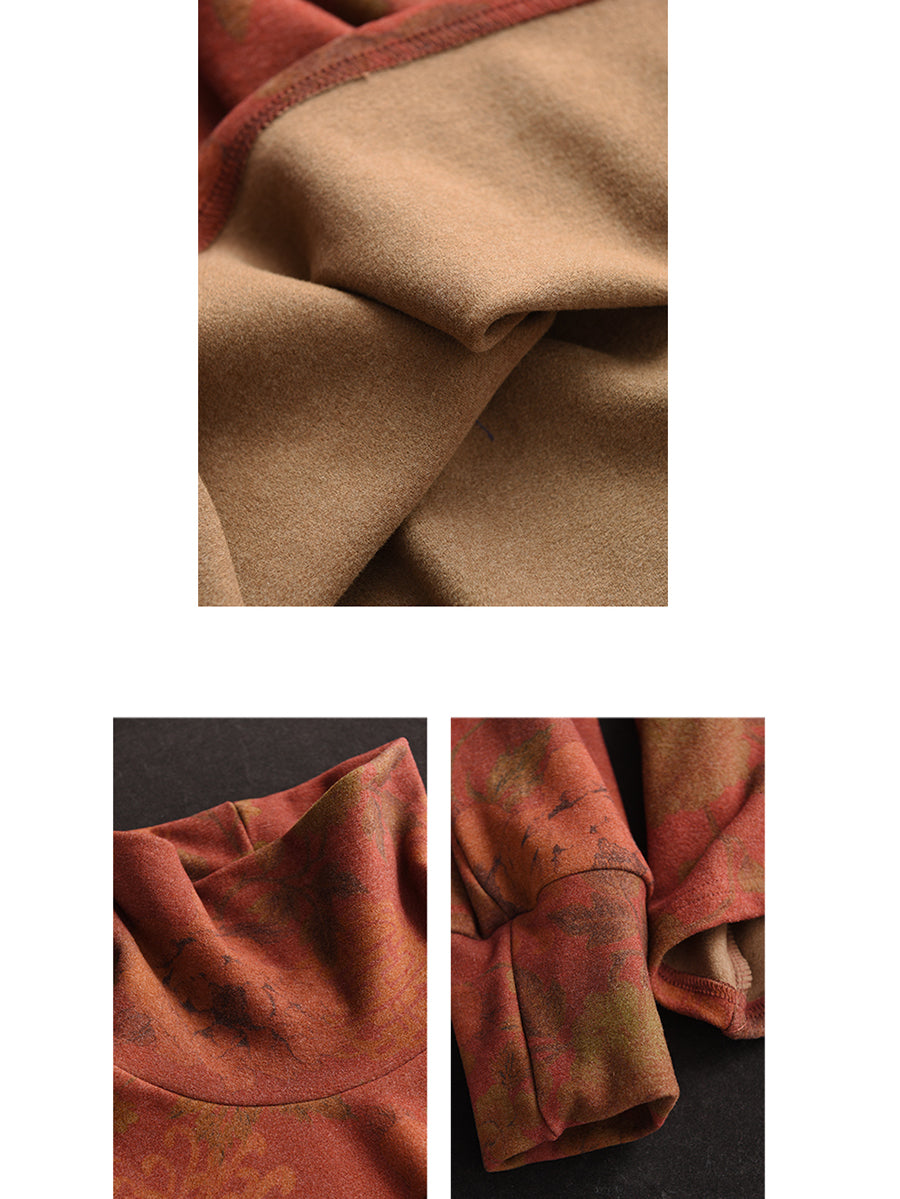 Autumn Flower Turtleneck Sweatshirt Ak1023