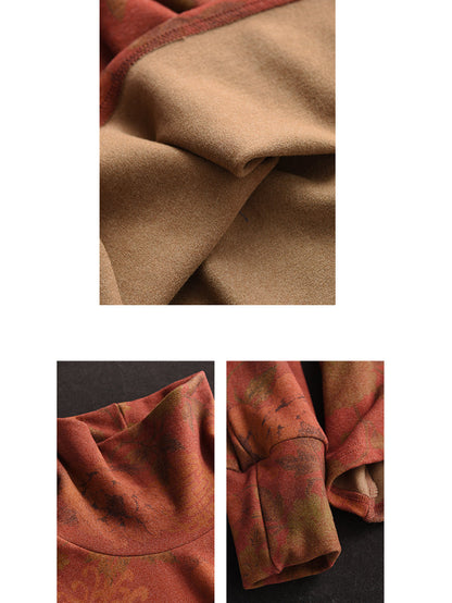 Autumn Flower Turtleneck Sweatshirt Ak1023