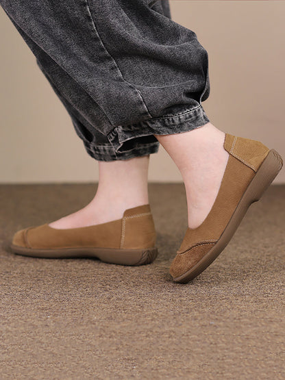 Summer Retro Leather Spliced Flat Shoes Ty1031