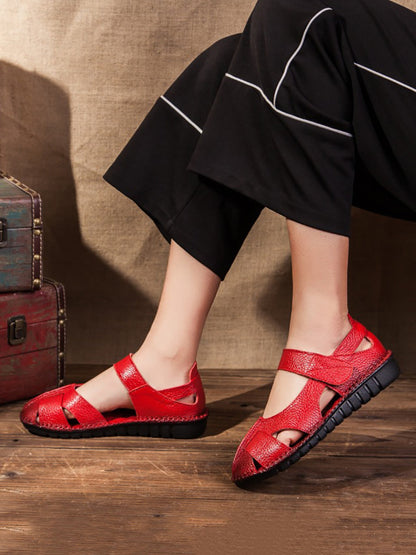 Summer Soft Leather Spliced Flat Sandals Cv1011