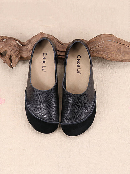 Summer Genuine Leather Spliced Flat Shoes At1043