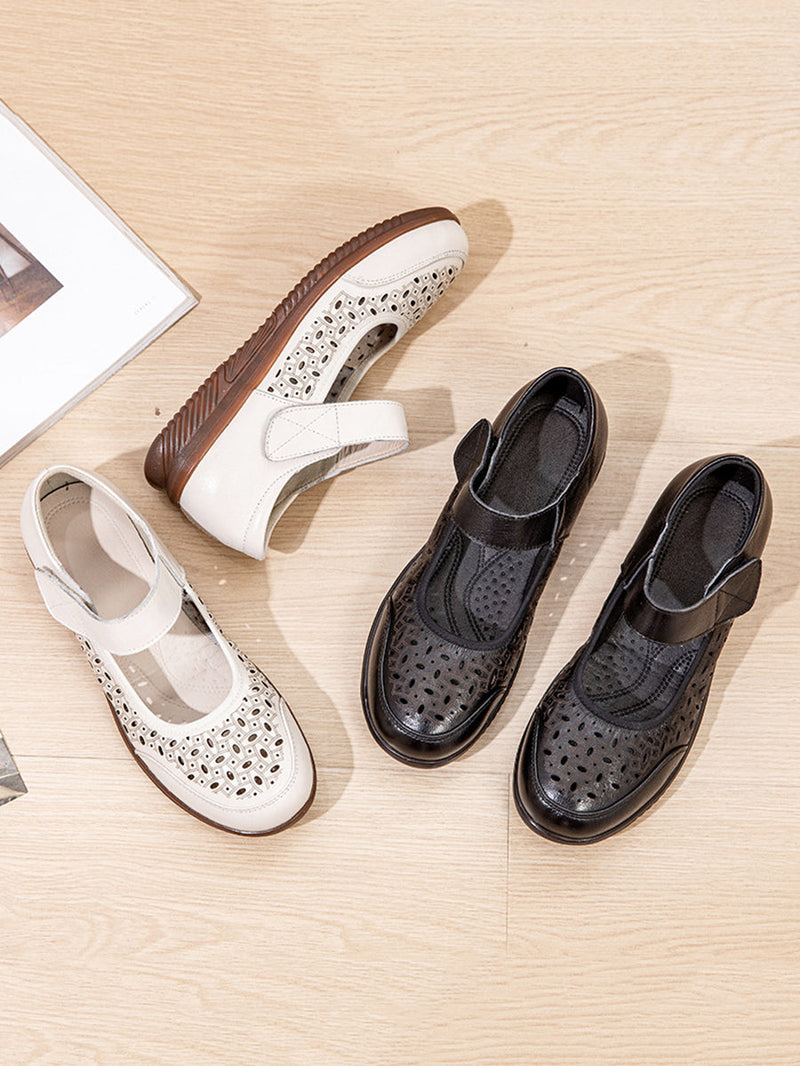 Summer Casaul Leather Cutout Low-heel Shoes Ty1040