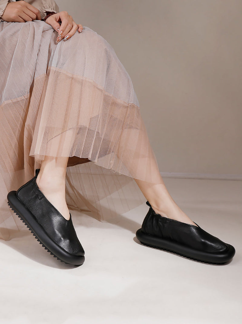 Summer Genuine Leather Flat Shoes Qw1042