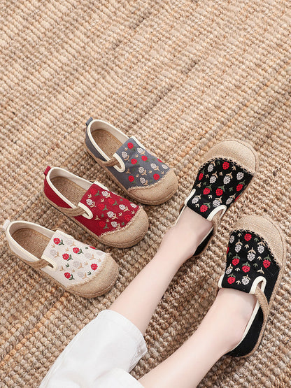 Summer Artsy Embroidery Linen Cotton Shoes Bn1034