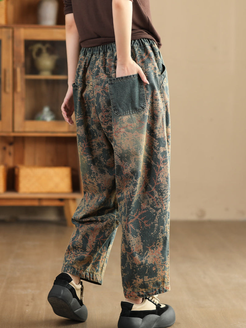 Tie-dye Autumn Strap Denim Harem Pants Ai1028