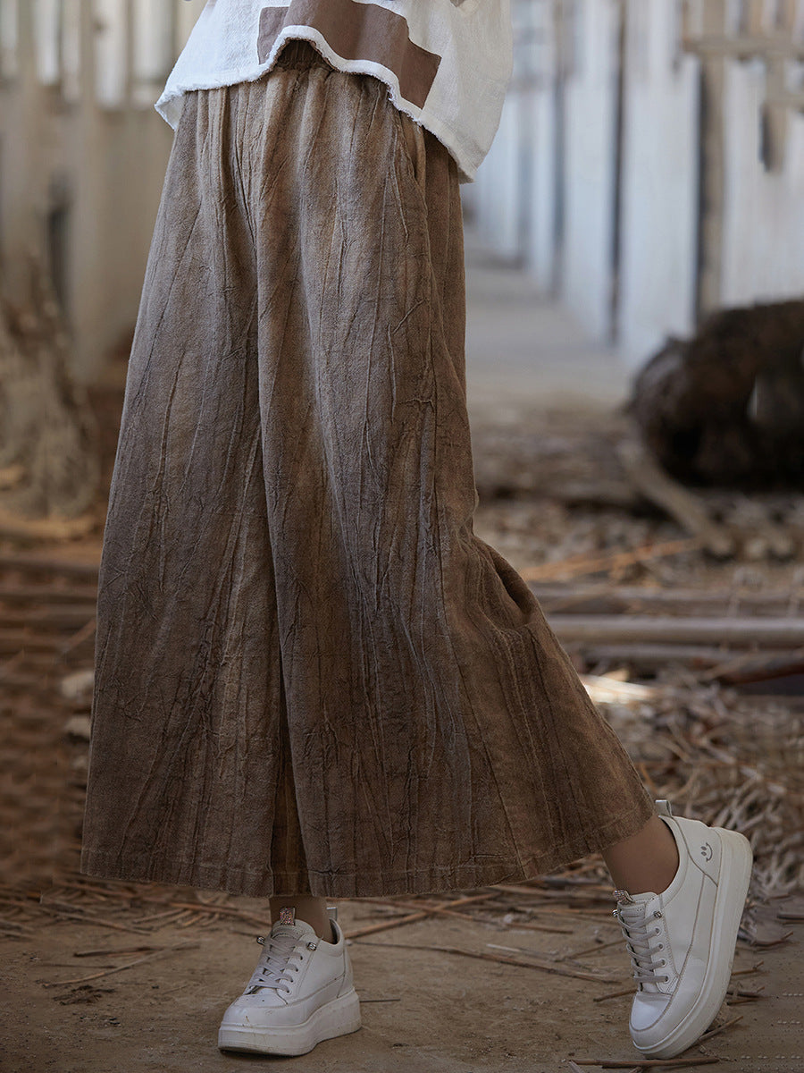Summer Tie-dye Ramie Wide-leg Pants Io1009