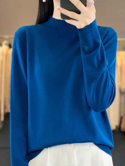 Autumn Knit Warm Half-turtleneck Sweater Wu019