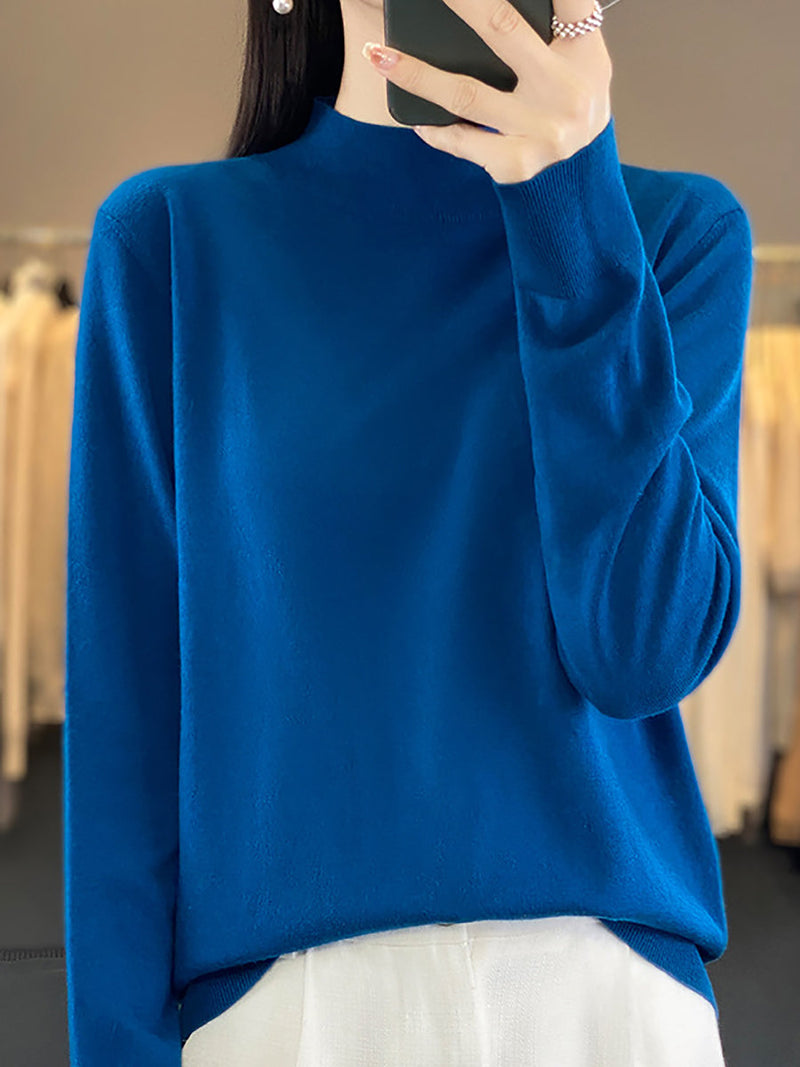 Autumn Knit Warm Half-turtleneck Sweater Wu019