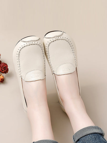 Summer Soft Leather Stitching Flat Shoes Pp1031