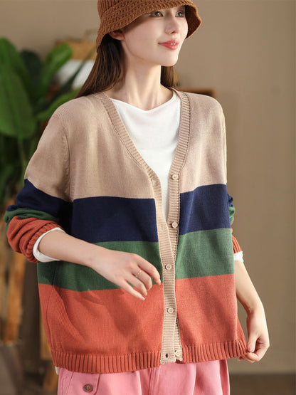 Autumn Colorblock V-neck Knit Sweater As1012