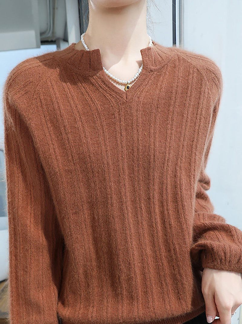 Autumn V-neck Wool Warm Knit Sweater Av1013