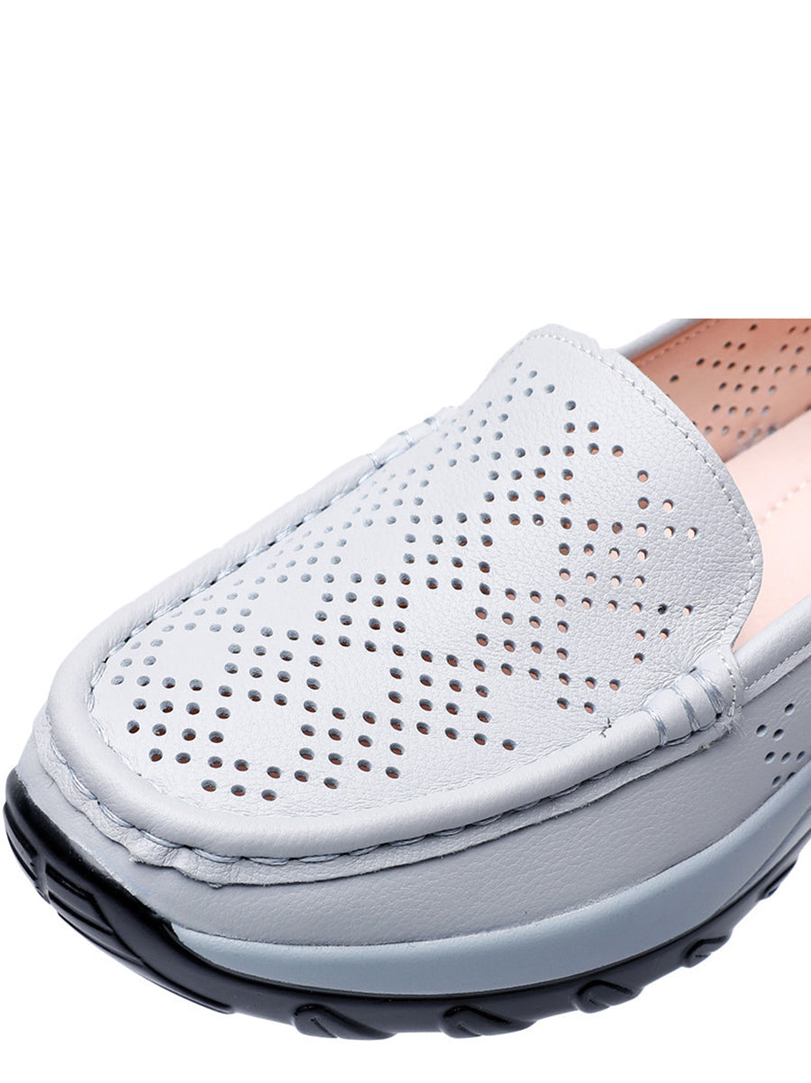 Summer Leather Cutout Platform Shoes Sc1039