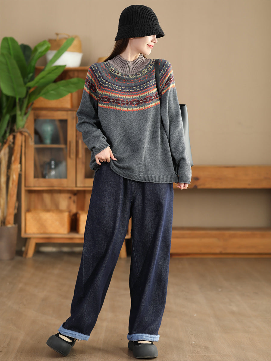 Autumn Jacquard Half Turtleneck Sweater Ai1005