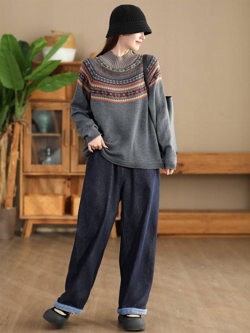Autumn Jacquard Half Turtleneck Sweater Ai1005