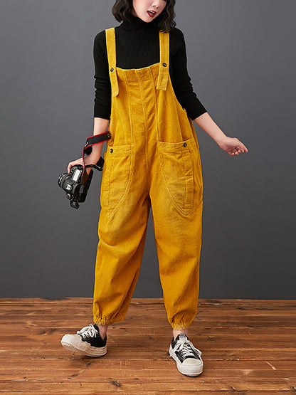 Commute Autumn Corduroy Loose Jumpsuits Ak1022