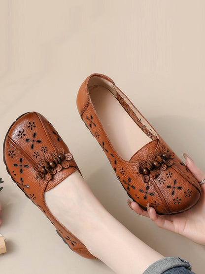 Summer Leather Flower Cutout Shoes Fg1026
