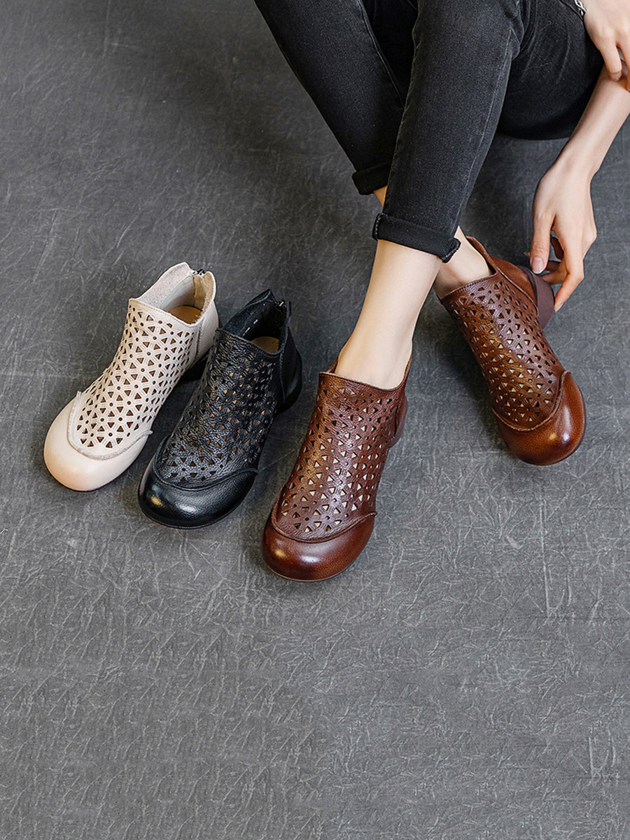Summer Leather Soft Cutout Boots Ui1029