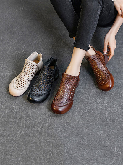Summer Leather Soft Cutout Boots Ui1029