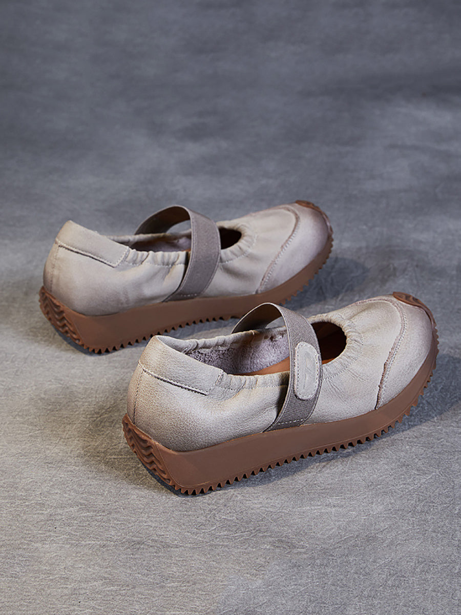 Summer Retro Leather Platform Shoes Sc1025