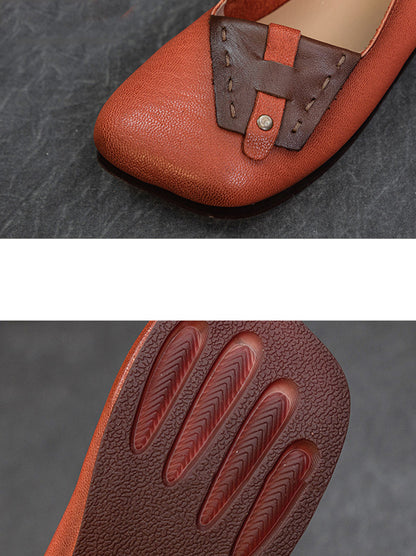Summer Colorblock Leahter Soft Flat Shoes Kl1025
