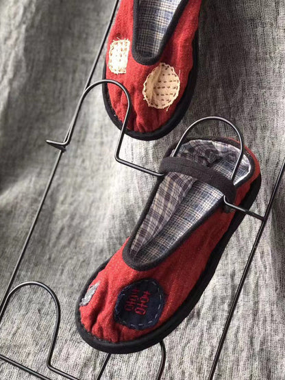 Summer Patch Embroidery Cotton Flat Shoes Ll015