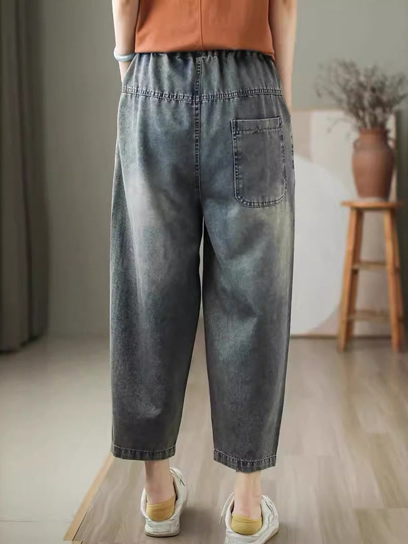 Summer Embroidery Denim Harem Pants Cv1047