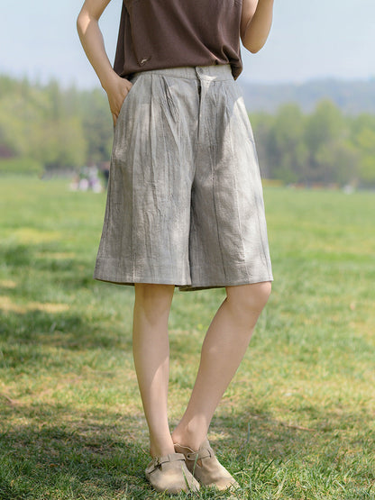Summer Retro Cotton Ramie Shorts Ii1026