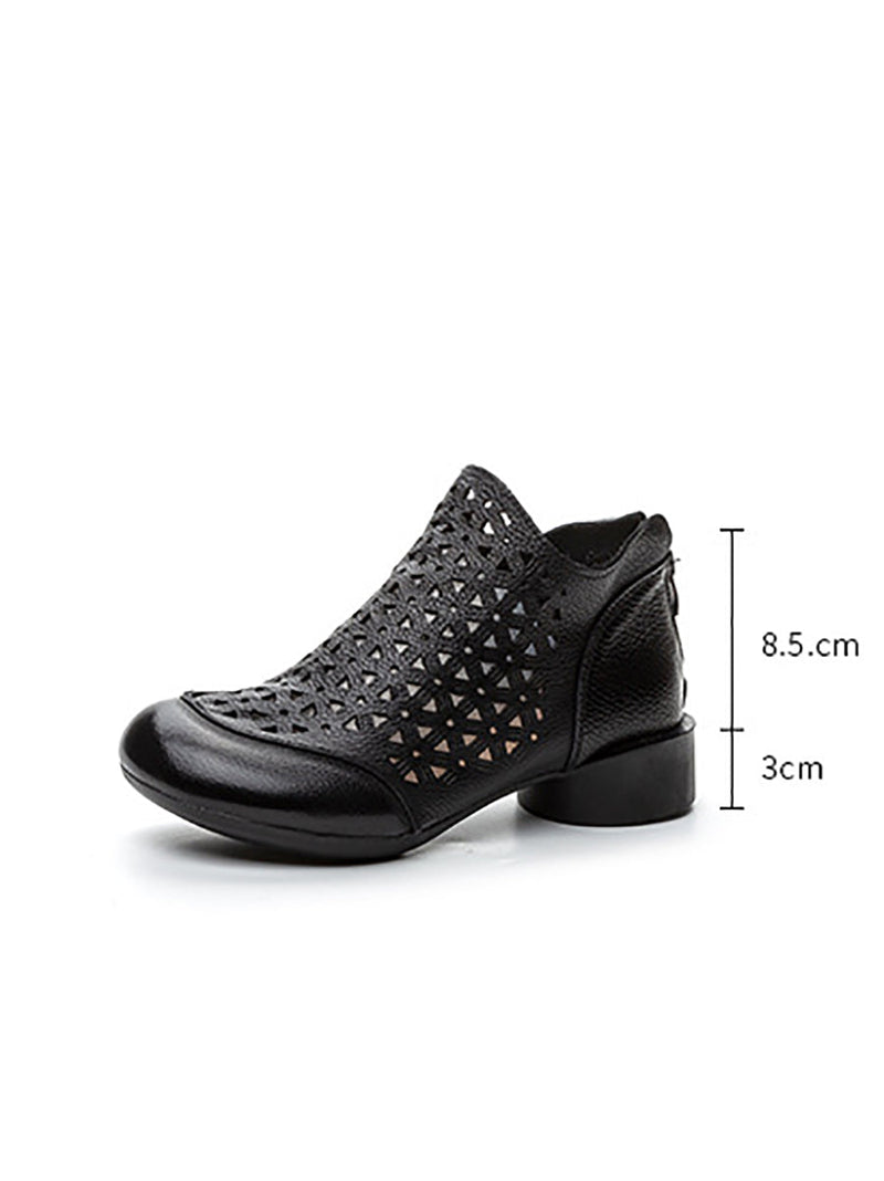 Summer Leather Soft Cutout Boots Ui1029