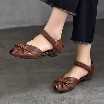 Summer Artsy Leather Low-heel Shoes Ui1021
