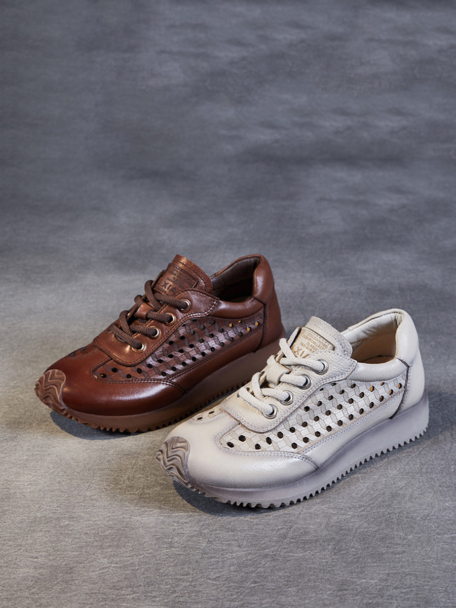 Summer Genuine Leather Cutout Platform Shoes Cv1034