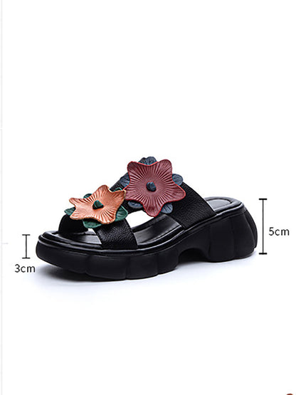Summer Leather Spliced Star Platform Sandal Ty1033
