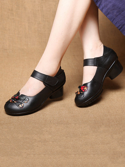 Summer Leather Spliced Mid-heel Shoes Ii1014