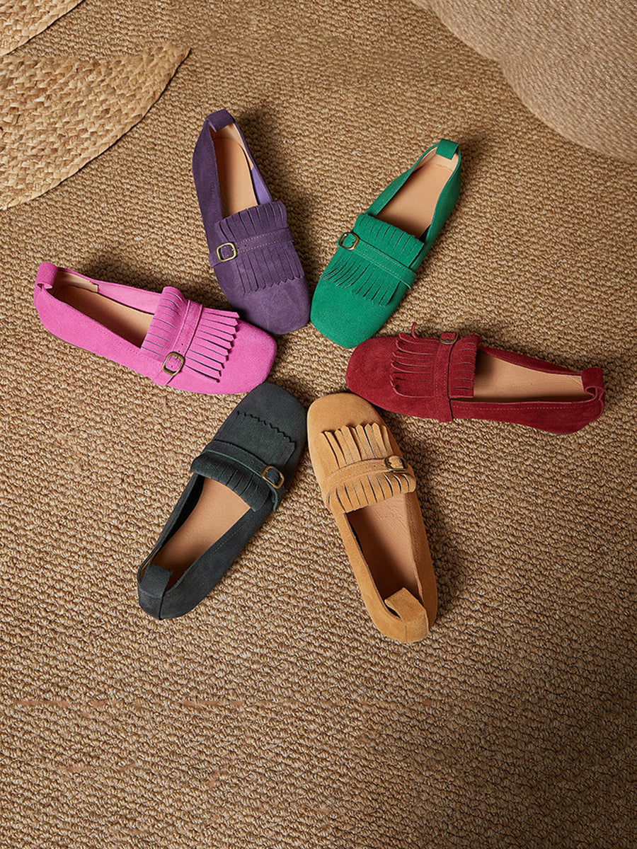 Summer Suede Leather Tassel Shoes Io1028
