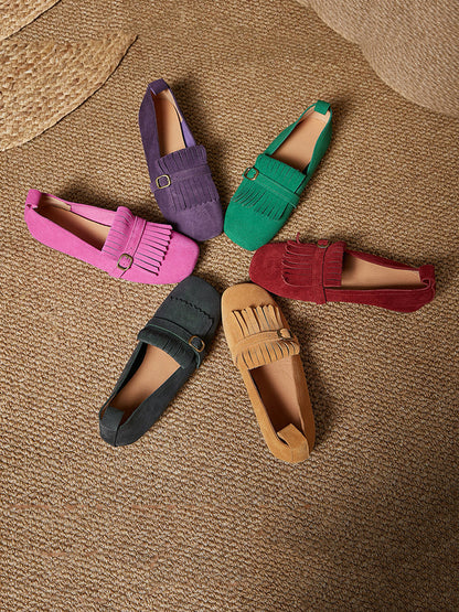 Summer Suede Leather Tassel Shoes Io1028
