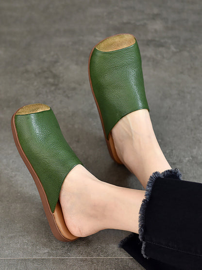 Summer Artsy Colorblock Leather Slippers Xx1011