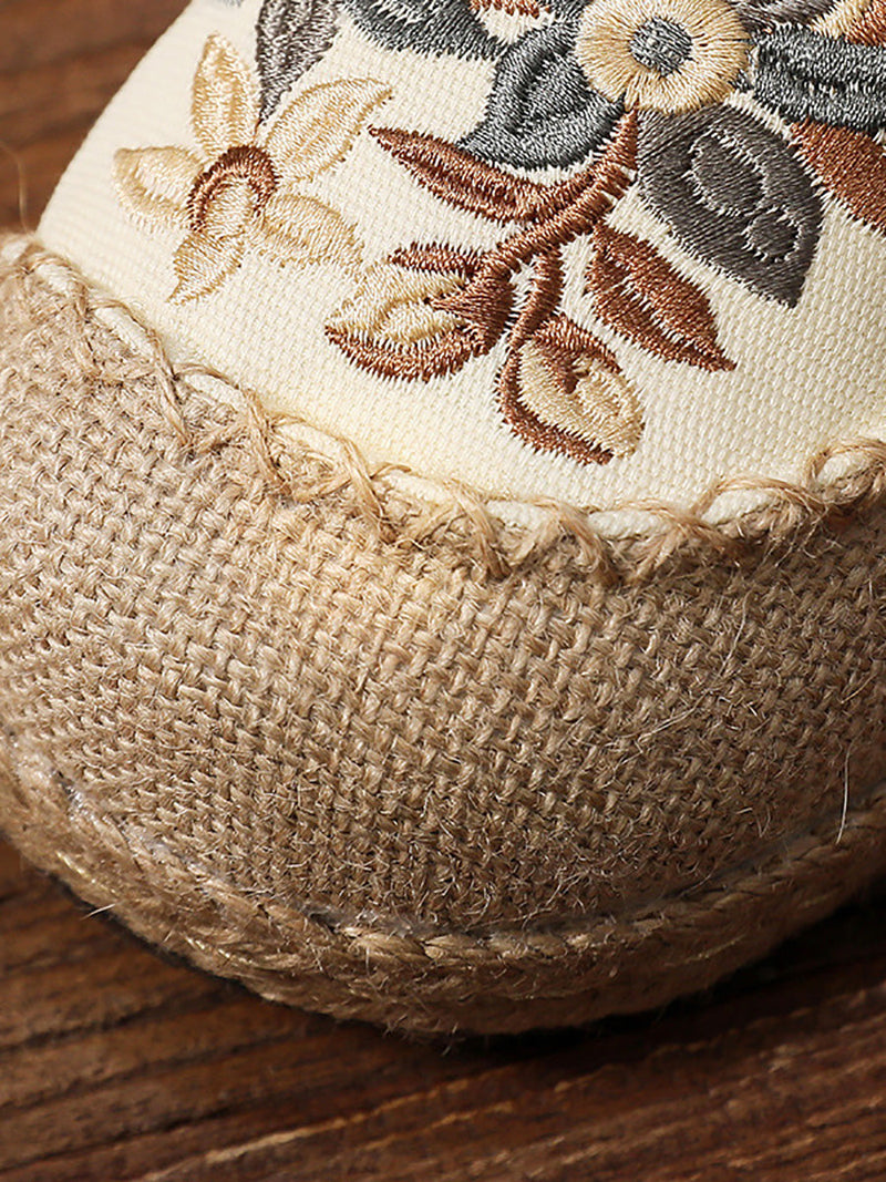 Flower Embroidery Linen Cotton Flat Shoes Ah1062