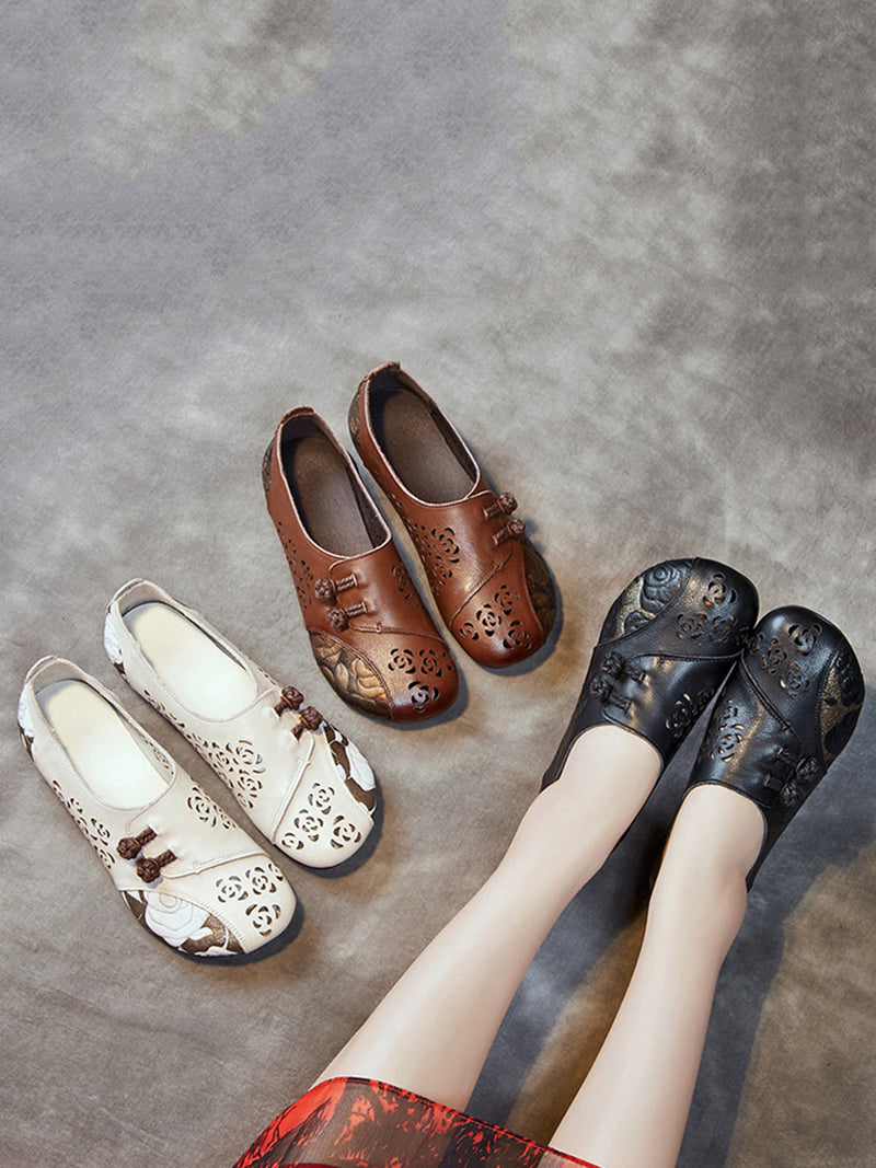 Colorblock Cutout Leather Low Heel Shoes Xx1048