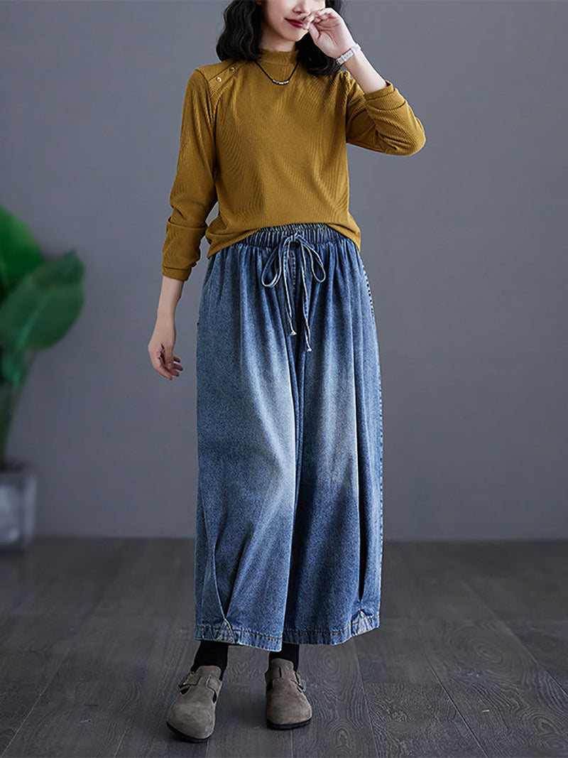 Summer Washed Wide-leg Denim Pants Co1020